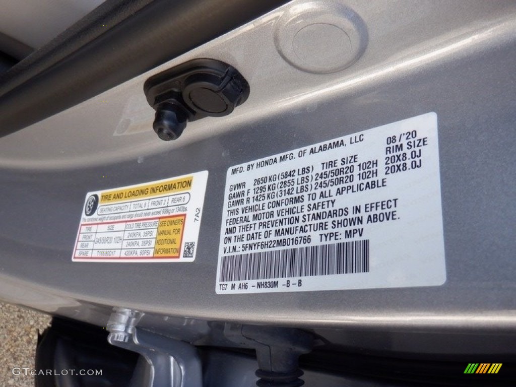 2021 Honda Pilot Special Edition AWD Color Code Photos