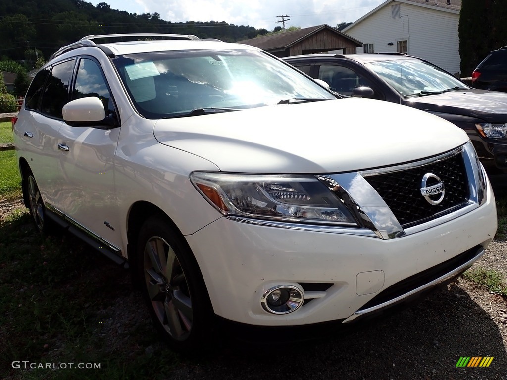 2014 Pathfinder Hybrid Platinum AWD - Moonlight White / Charcoal photo #4