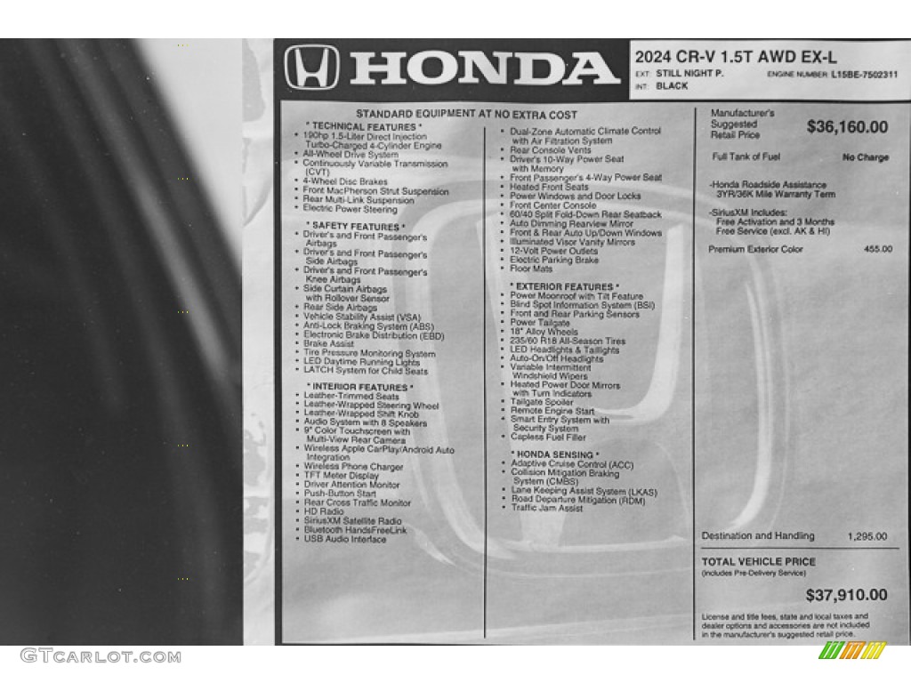 2024 CR-V EX-L AWD - Still Night Pearl / Black photo #37
