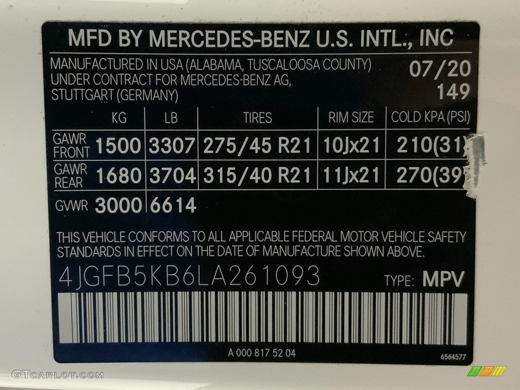 2020 Mercedes-Benz GLE 450 4Matic Color Code Photos