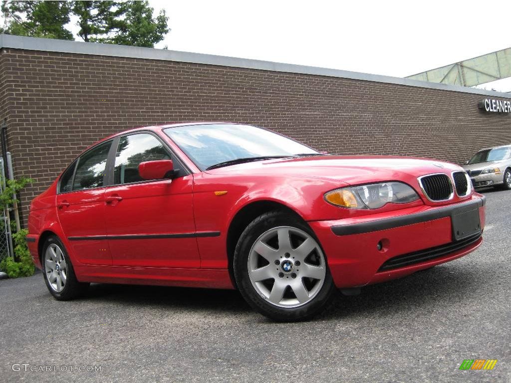 2004 3 Series 325i Sedan - Electric Red / Black photo #2