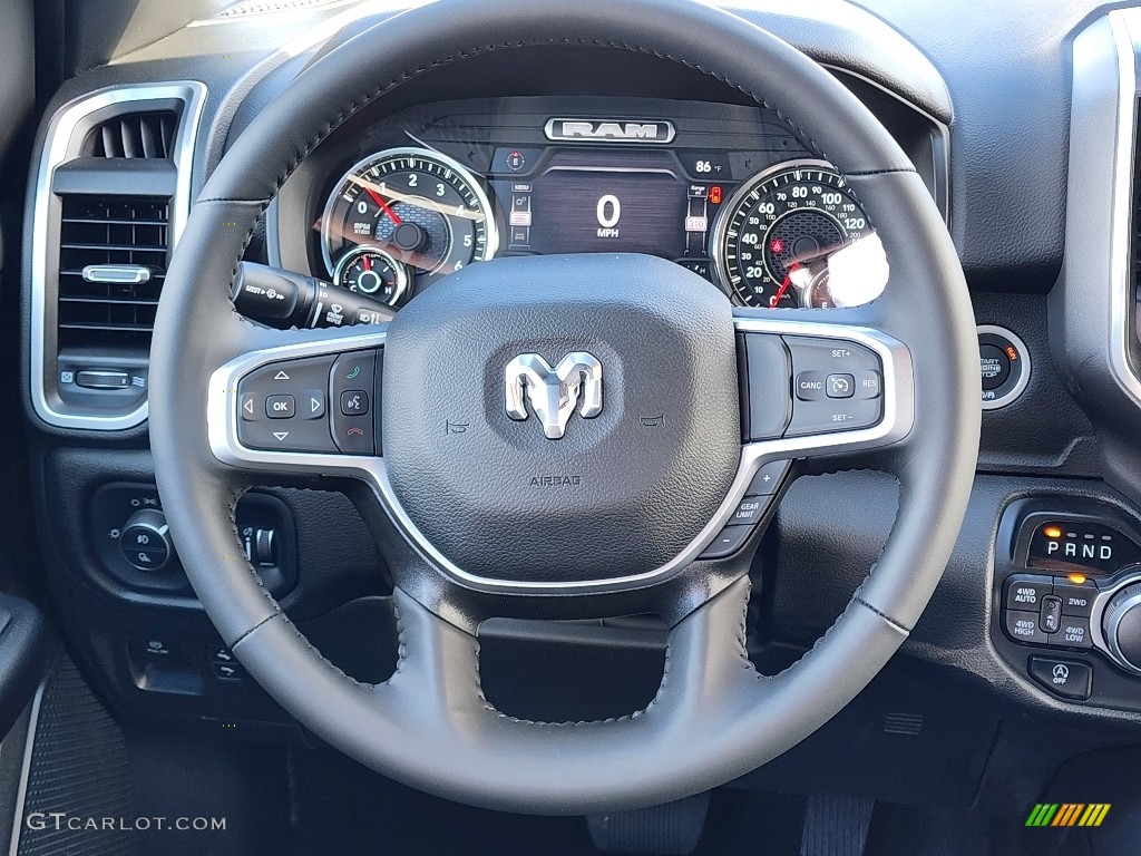 2023 Ram 1500 Big Horn Crew Cab 4x4 Black Steering Wheel Photo #146539476