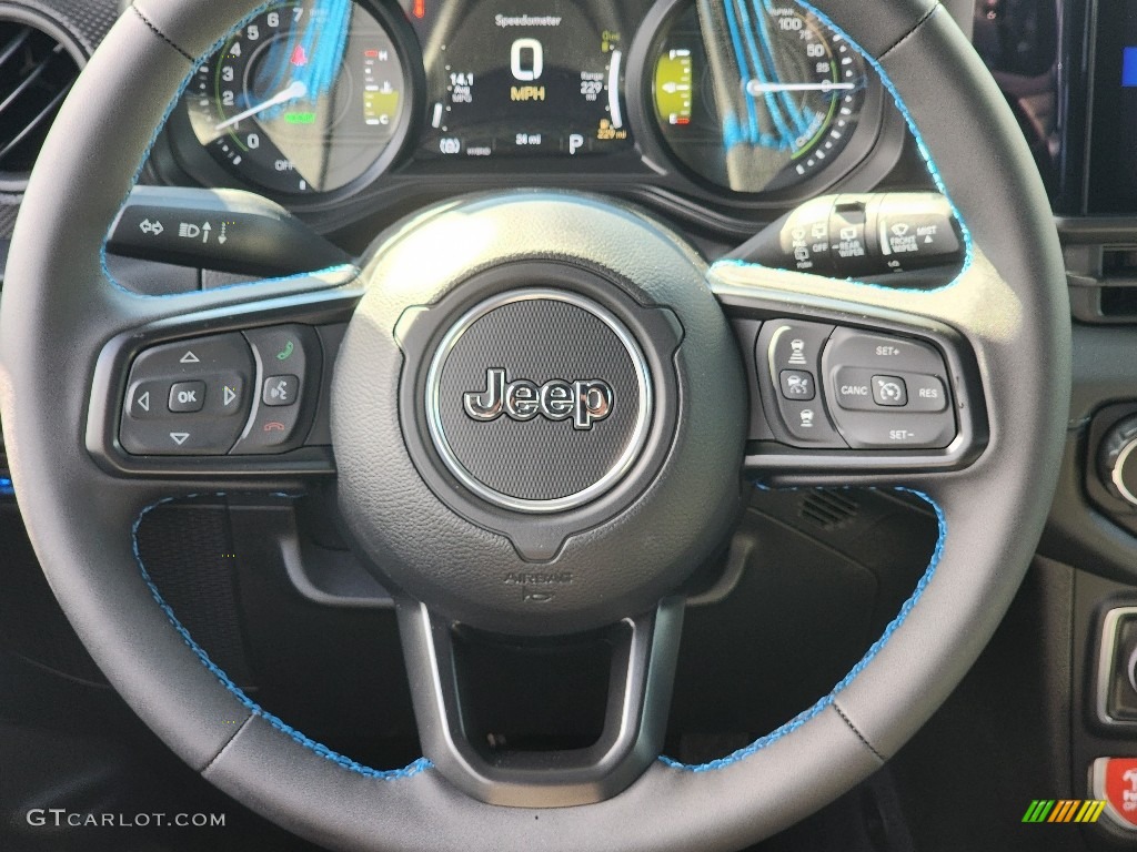 2024 Jeep Wrangler 4-Door Rubicon 4xe Hybrid Black Steering Wheel Photo #146540836