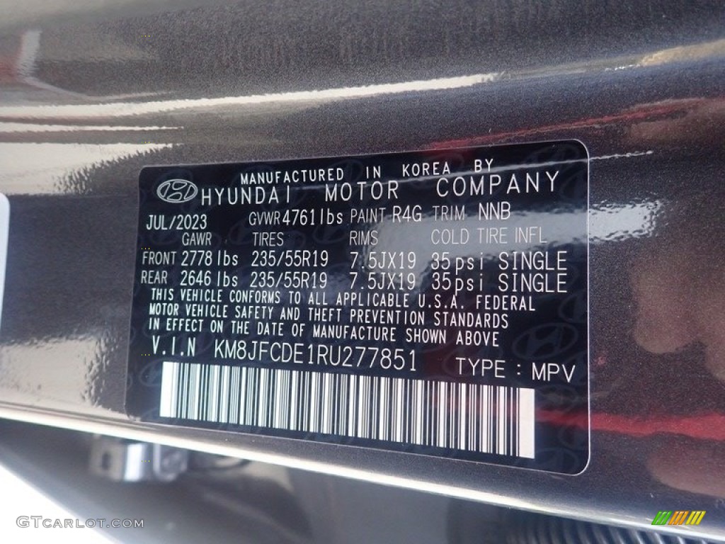 2024 Hyundai Tucson XRT AWD Color Code Photos