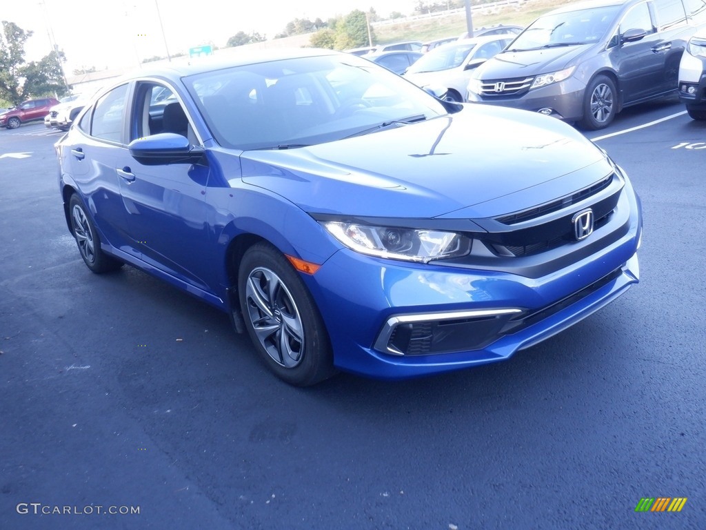 2020 Civic LX Sedan - Aegean Blue Metallic / Black photo #4