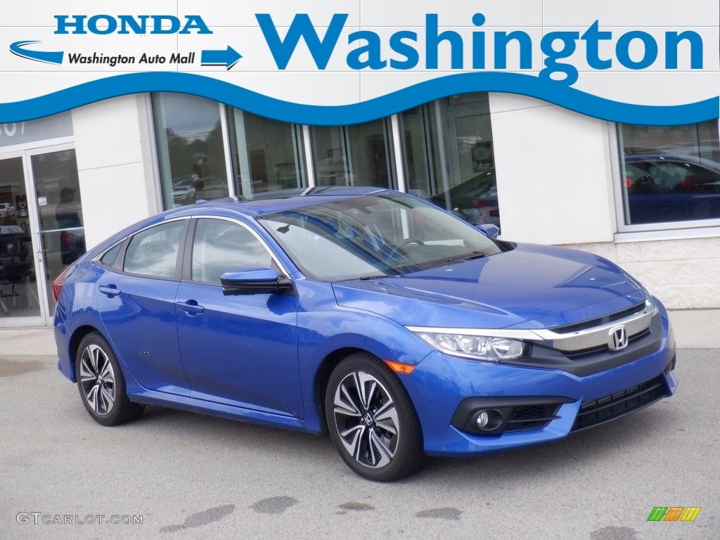 2017 Civic EX-L Sedan - Aegean Blue Metallic / Black photo #1