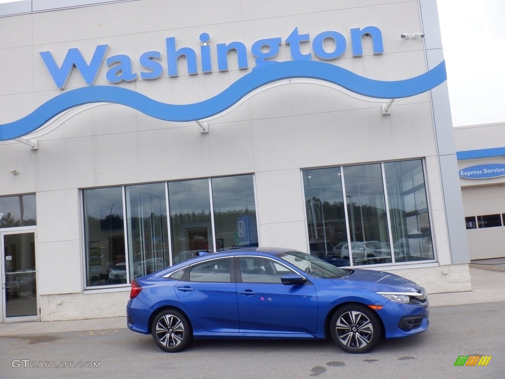 2017 Civic EX-L Sedan - Aegean Blue Metallic / Black photo #2