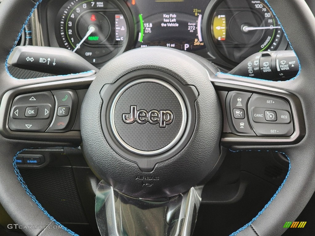 2024 Jeep Wrangler 4-Door Rubicon 4xe Hybrid Black Steering Wheel Photo #146552392