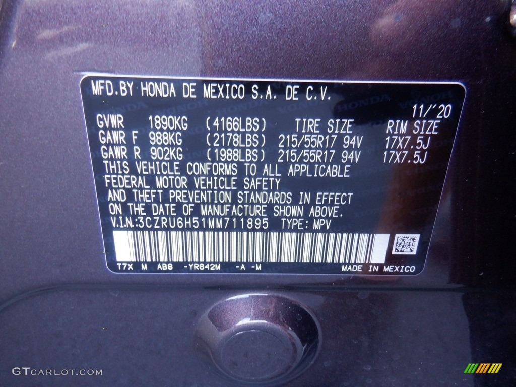 2021 Honda HR-V EX AWD Color Code Photos
