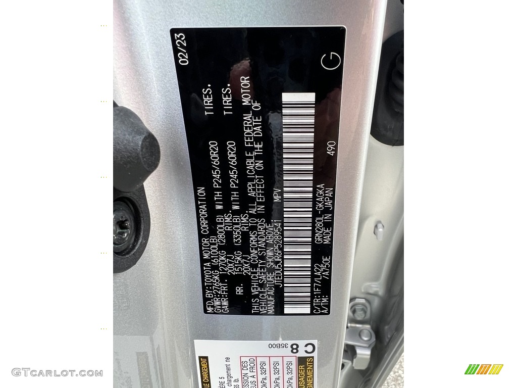 2023 Toyota 4Runner Limited Color Code Photos