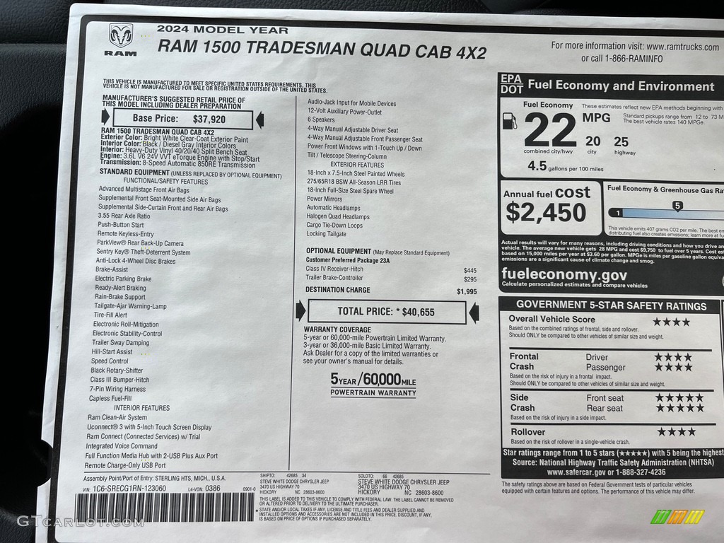 2024 Ram 1500 Tradesman Quad Cab Window Sticker Photos