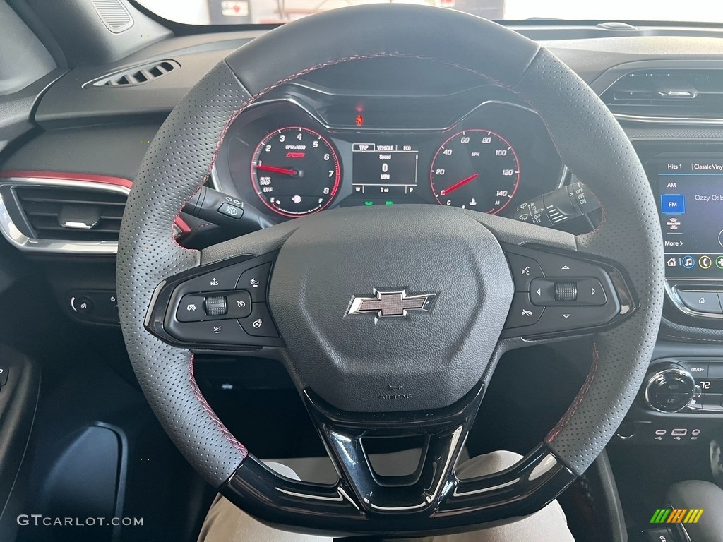 2023 Chevrolet TrailBlazer RS Jet Black/Red Accent Steering Wheel Photo #146558414