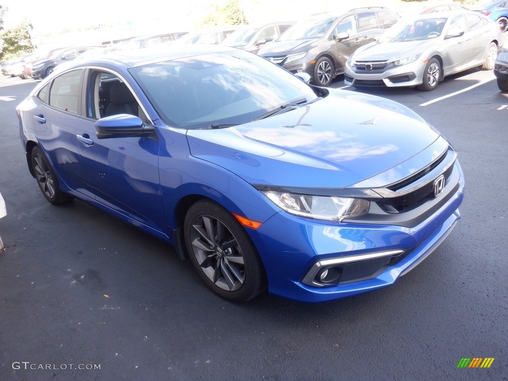 2020 Civic EX Sedan - Aegean Blue Metallic / Black photo #3