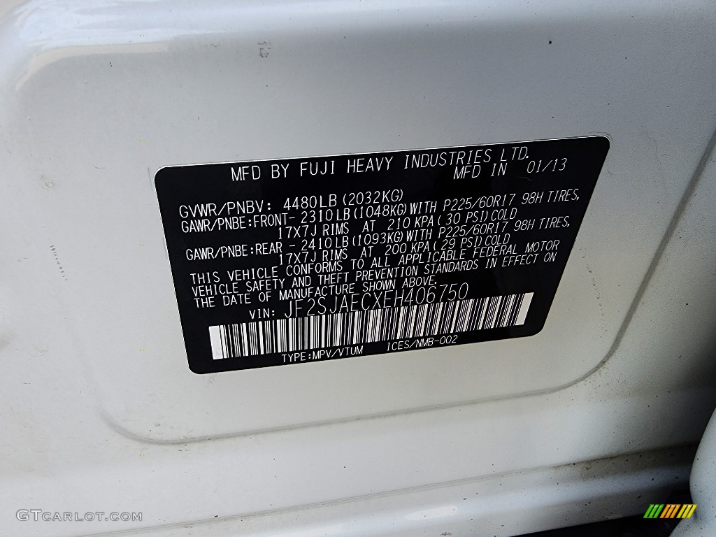 2014 Forester 2.5i Premium - Satin White Pearl / Platinum photo #30