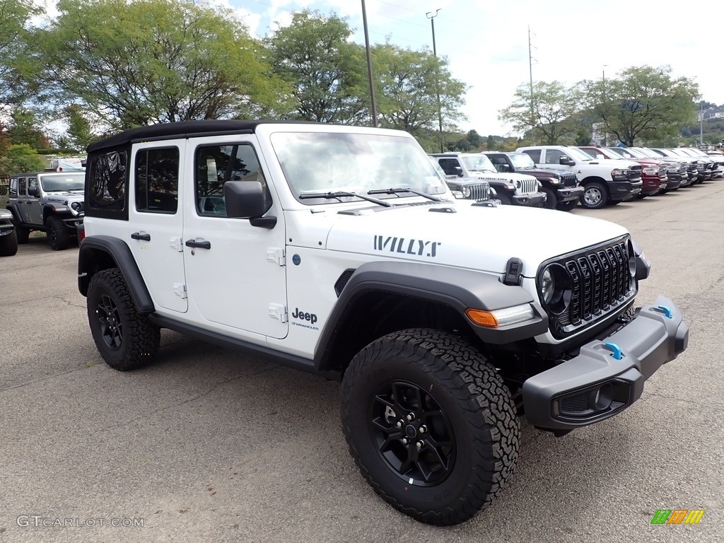 Bright White 2024 Jeep Wrangler 4-Door Willys 4xe Hybrid Exterior Photo #146569455