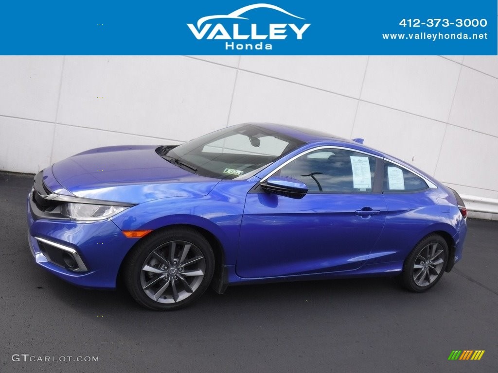 2019 Civic EX Coupe - Agean Blue Metallic / Black photo #2