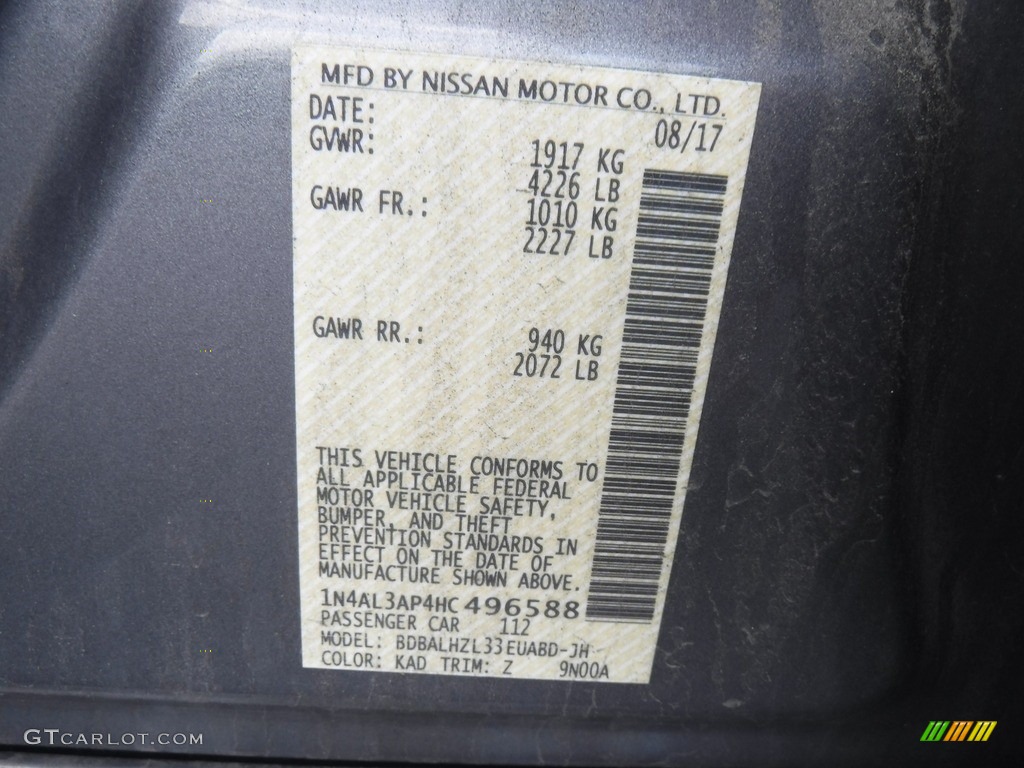 2017 Altima 2.5 SR - Gun Metallic / Charcoal photo #26