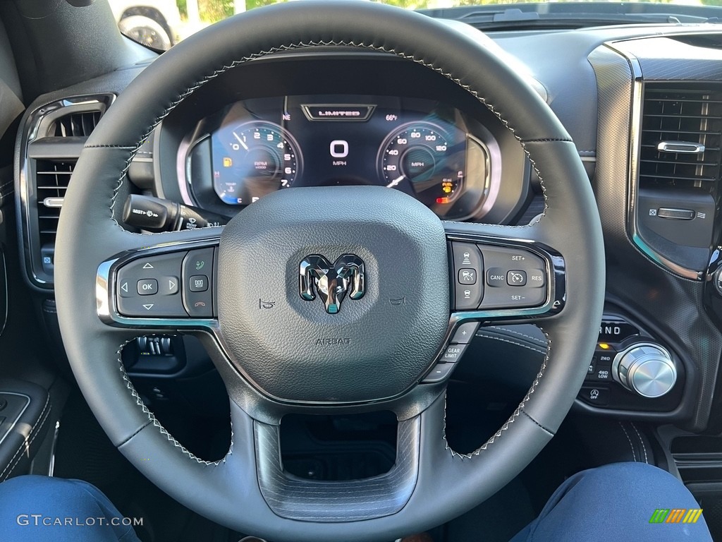 2024 Ram 1500 Limited Night Edition Crew Cab 4x4 Black Steering Wheel Photo #146572927