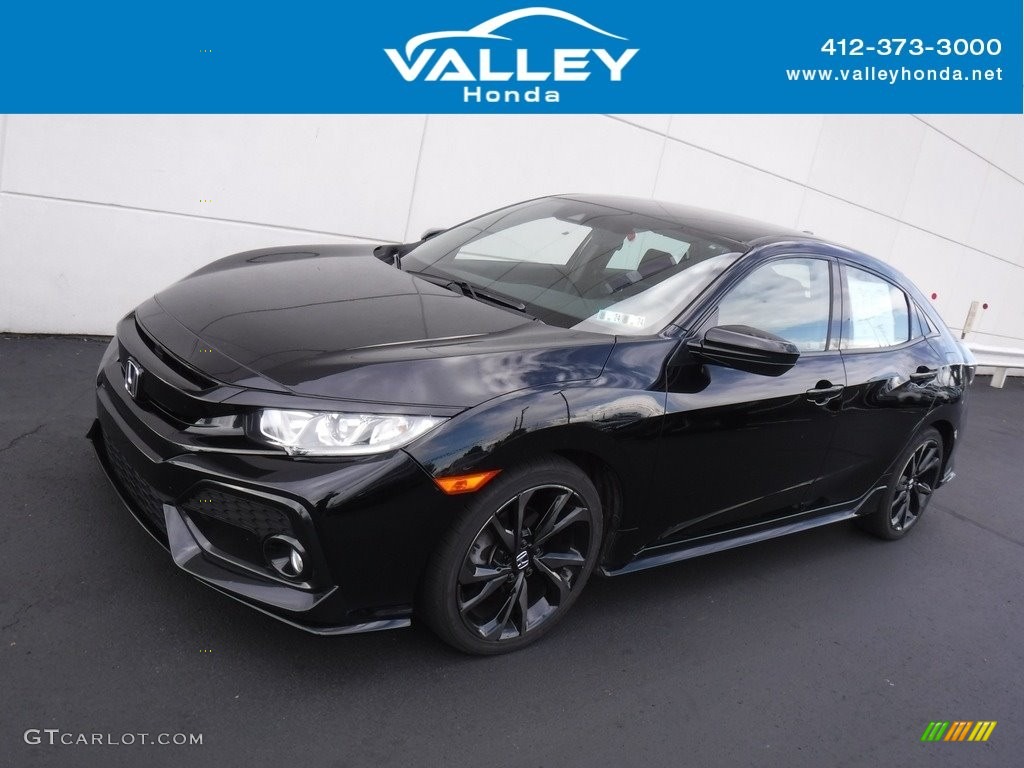 2019 Civic Sport Hatchback - Crystal Black Pearl / Black photo #1