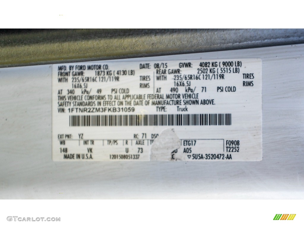 2015 Transit Van 250 LR Long - Oxford White / Pewter photo #30