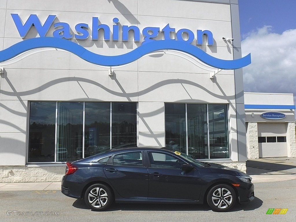 2018 Civic LX Sedan - Cosmic Blue Metallic / Gray photo #2