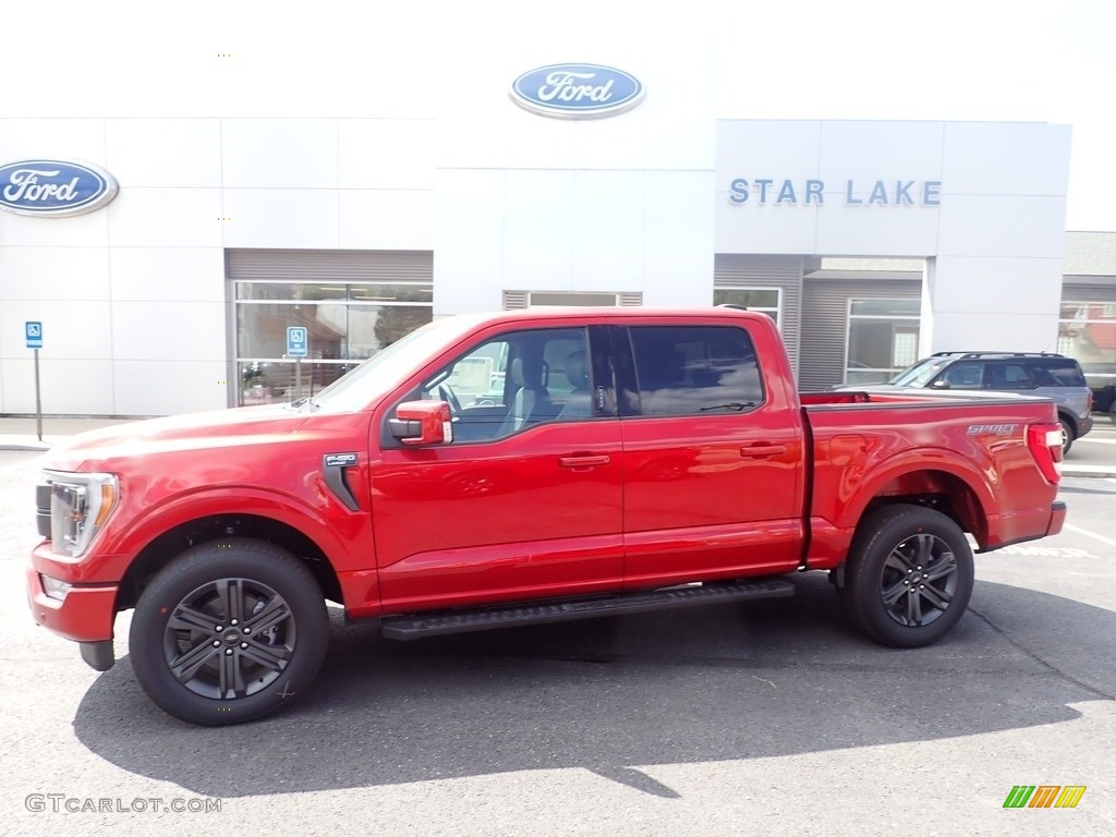 2023 F150 Lariat SuperCrew 4x4 - Hot Pepper Red Metallic / Black photo #1