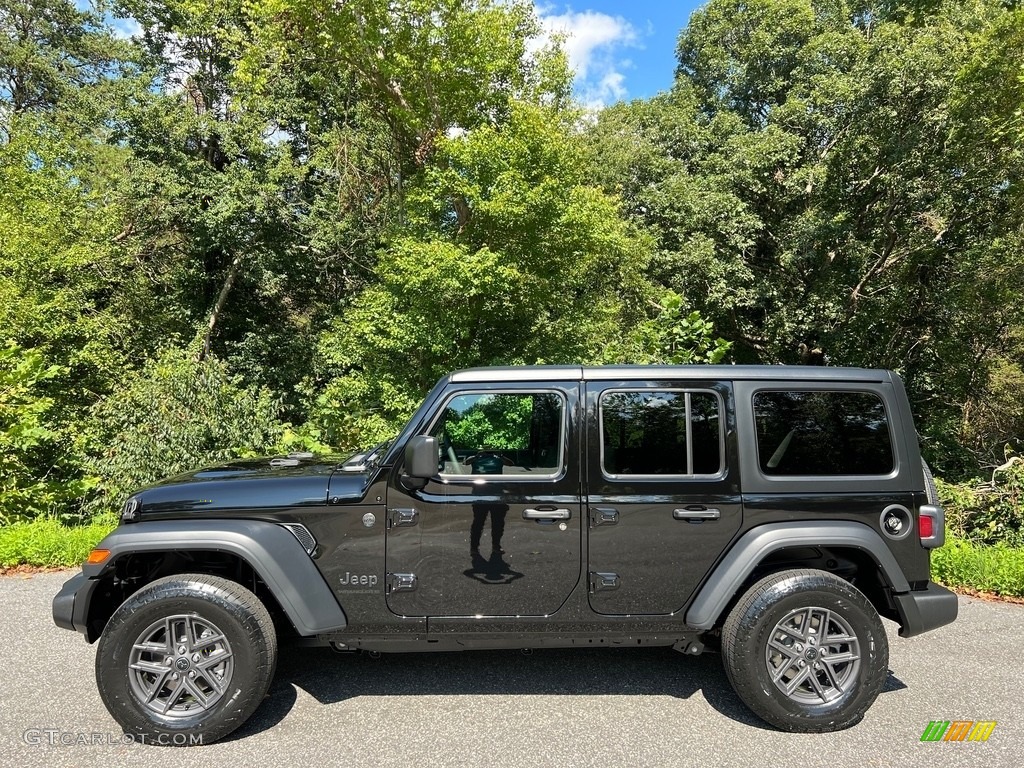 Black 2024 Jeep Wrangler 4-Door Sport S 4xe Hybrid Exterior Photo #146587540