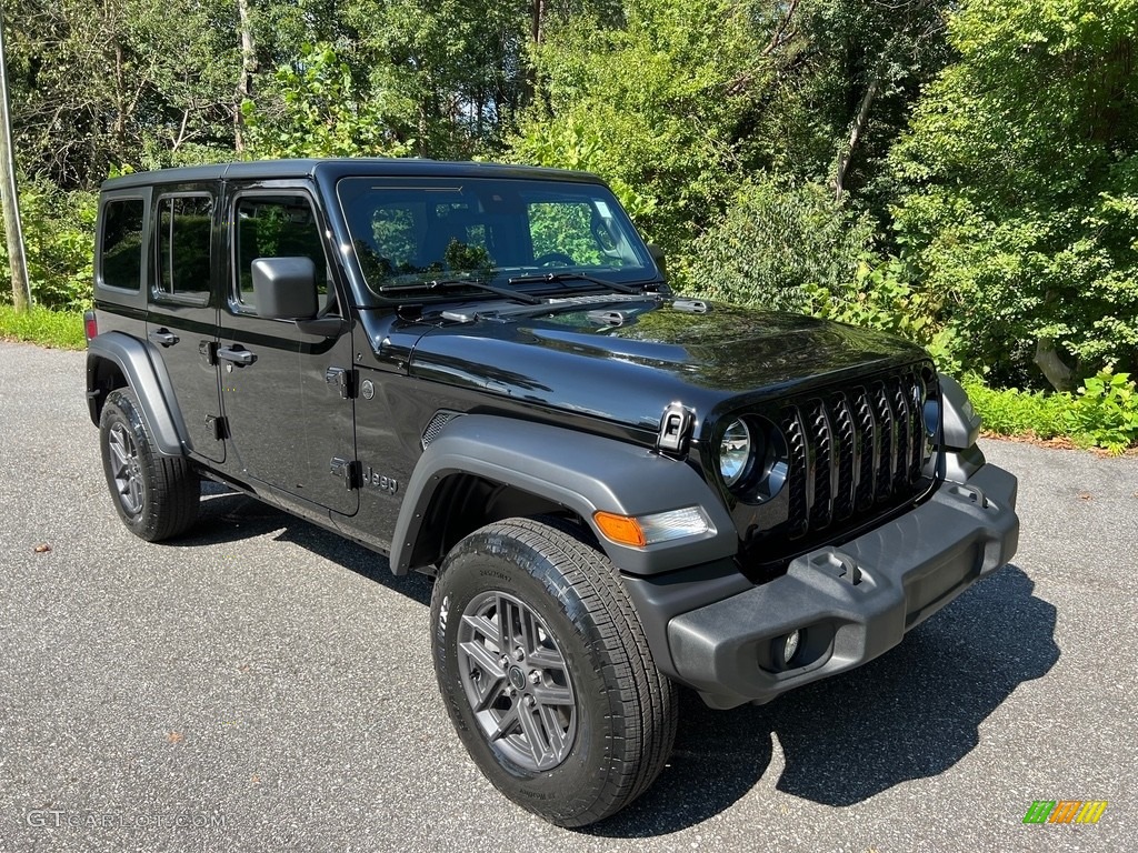 Black 2024 Jeep Wrangler 4-Door Sport S 4xe Hybrid Exterior Photo #146587627