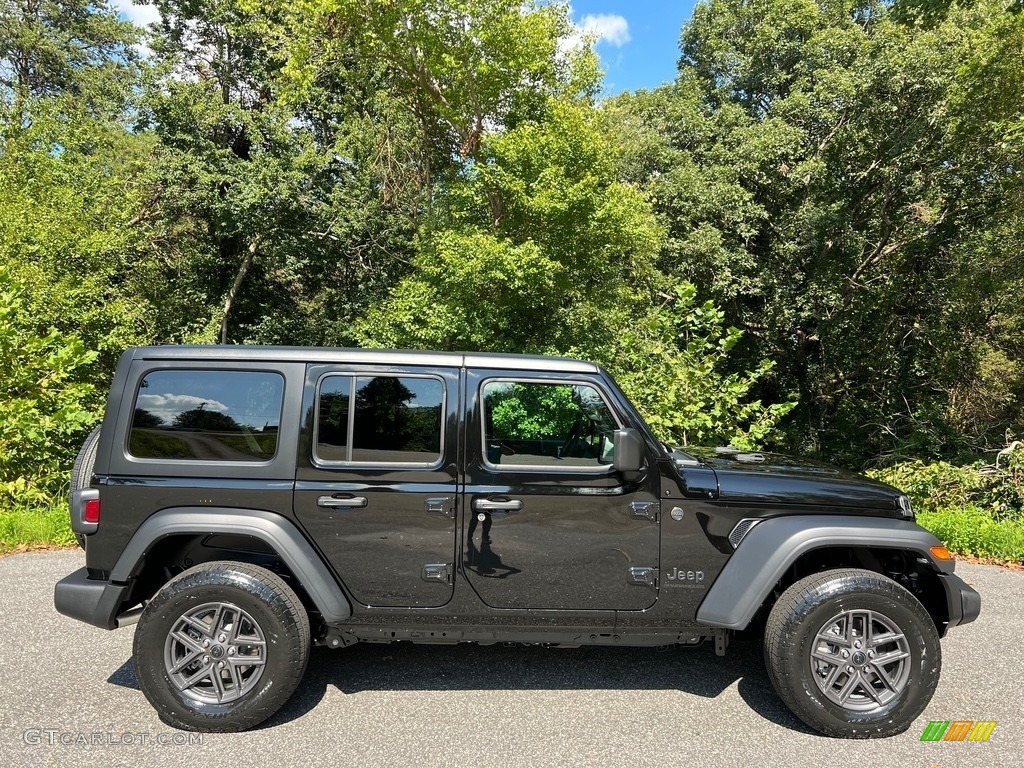 Black 2024 Jeep Wrangler 4-Door Sport S 4xe Hybrid Exterior Photo #146587648