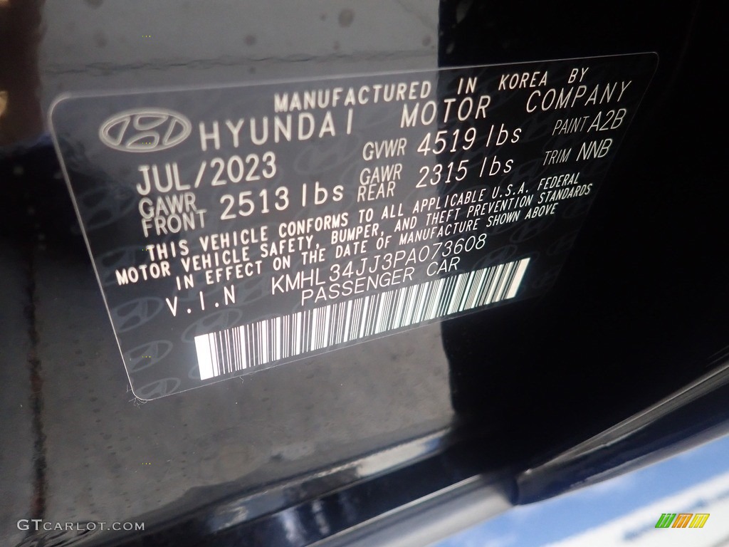 2023 Hyundai Sonata SEL Hybrid Color Code Photos