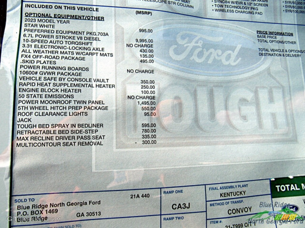 2023 Ford F250 Super Duty Platinum Crew Cab 4x4 Window Sticker Photo #146591982