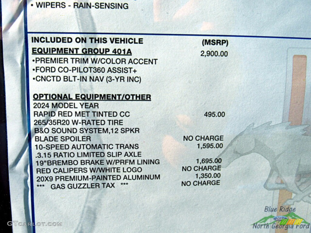 2024 Ford Mustang GT Premium Convertible Window Sticker Photos