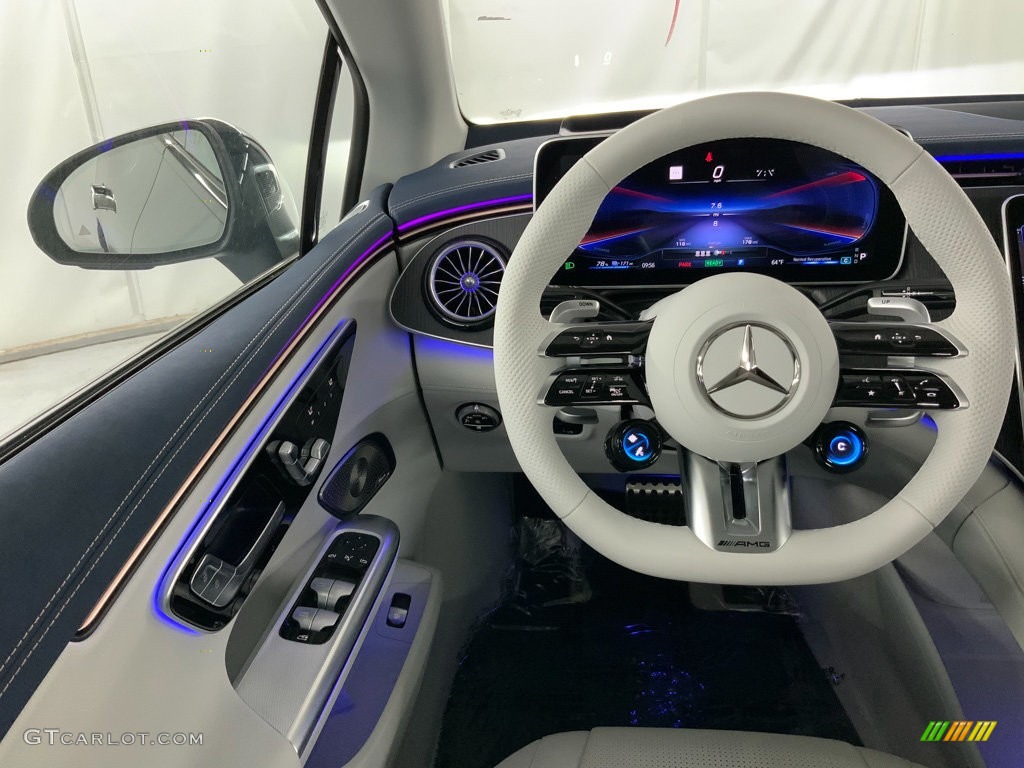 2023 Mercedes-Benz EQE AMG Sedan Neva Gray/Biscaya Blue Steering Wheel Photo #146593194
