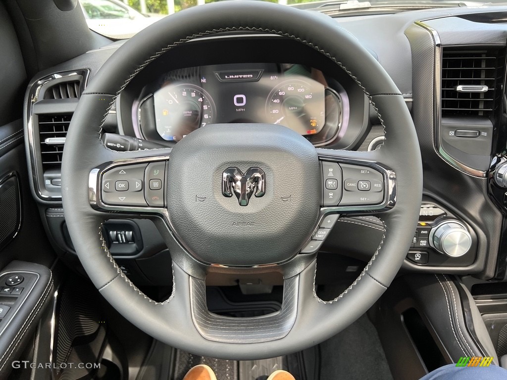 2024 Ram 1500 Limited Night Edition Crew Cab 4x4 Black Steering Wheel Photo #146593472