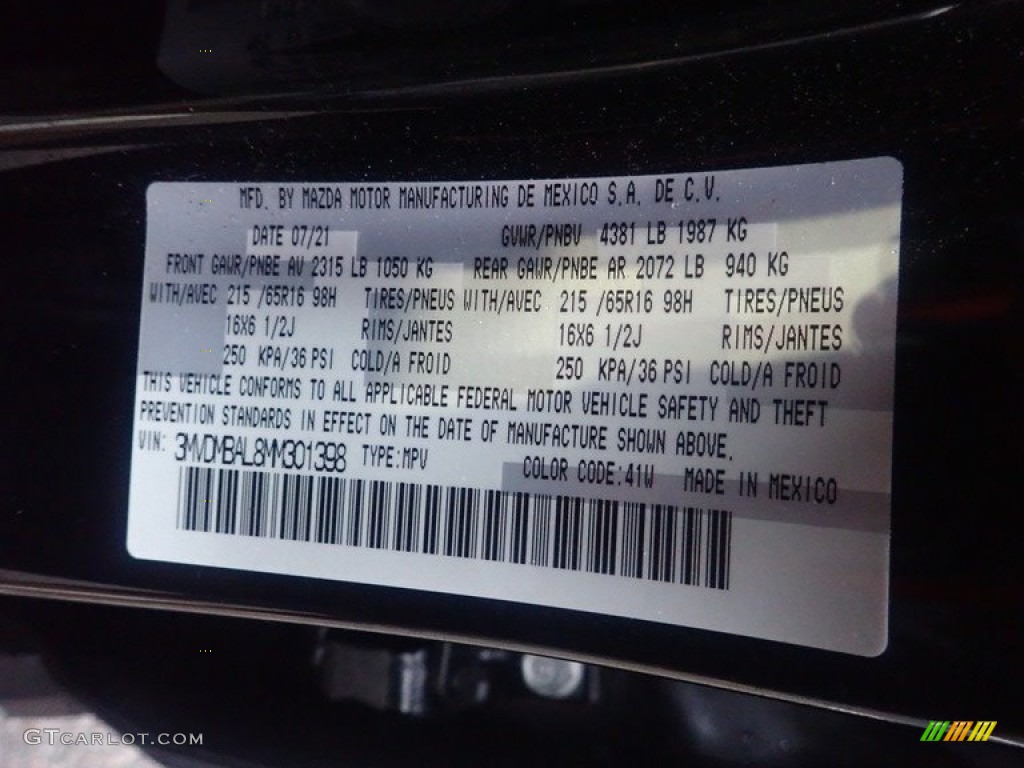 2021 CX-30 Color Code 41W for Jet Black Mica Photo #146594265