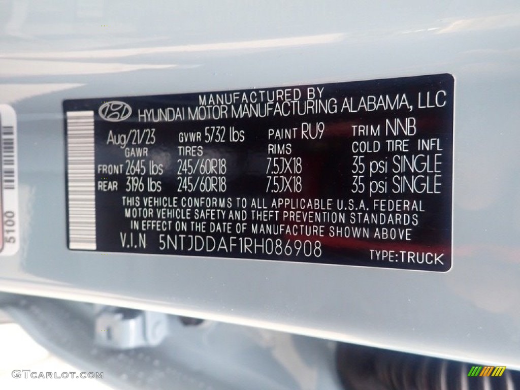 2024 Hyundai Santa Cruz XRT AWD Color Code Photos