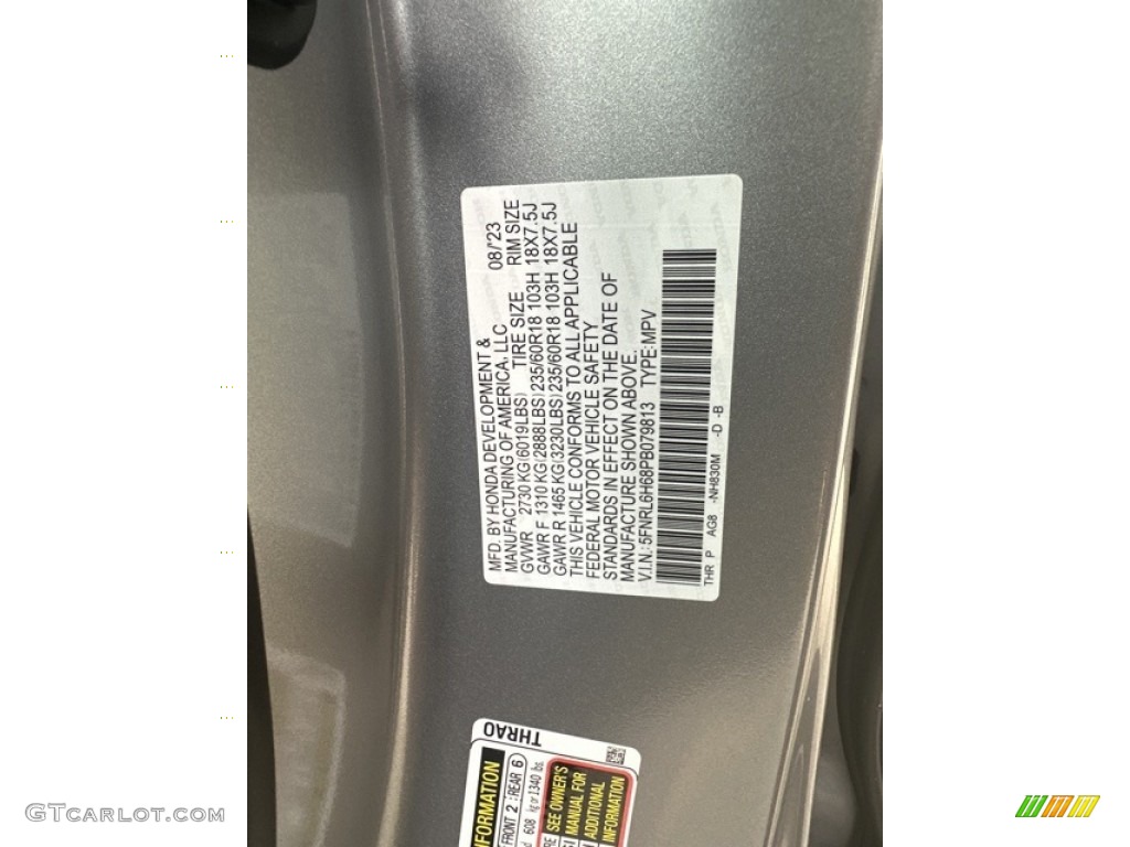 2023 Honda Odyssey EX-L Color Code Photos