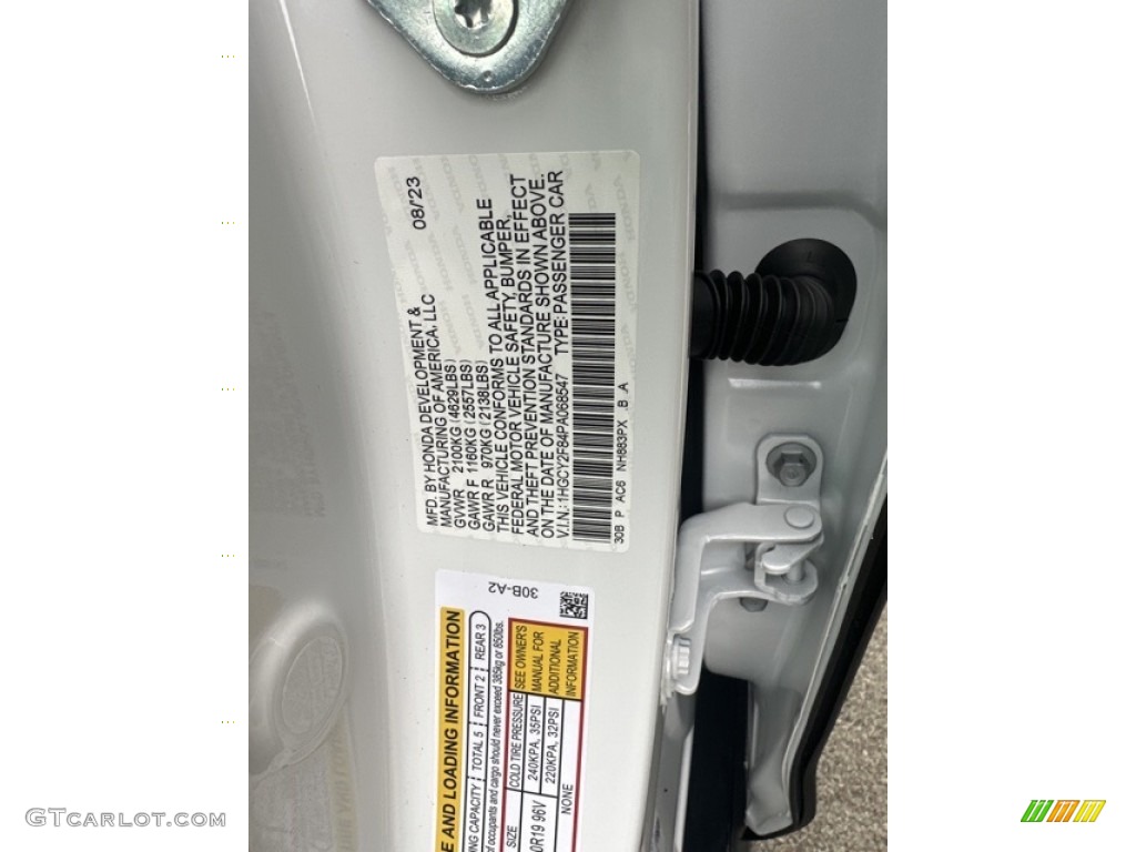 2023 Accord Color Code NH883PX for Platinum White Pearl Photo #146595415