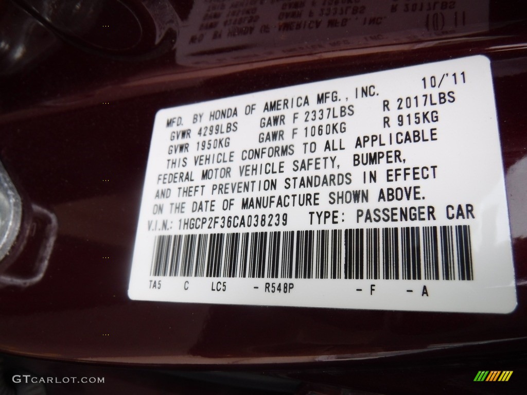 2012 Accord LX Sedan - Basque Red Pearl II / Ivory photo #27