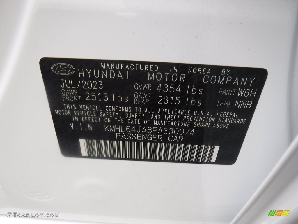 2023 Hyundai Sonata SEL Color Code Photos