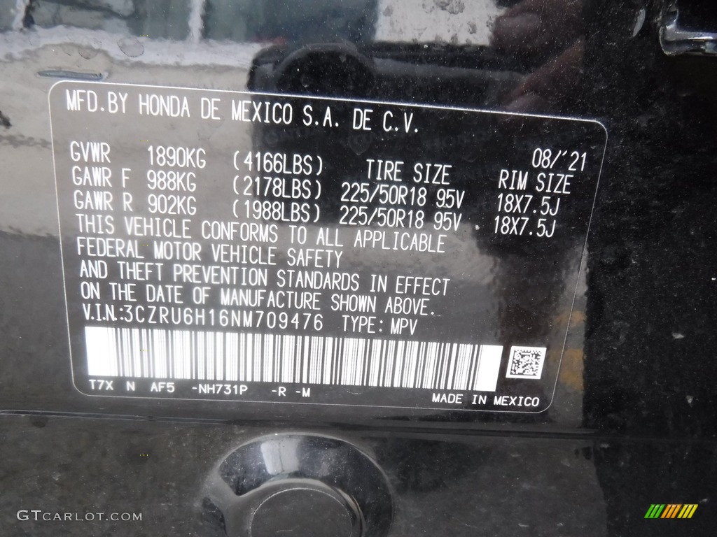 2022 HR-V Color Code NH731P for Crystal Black Pearl Photo #146599570