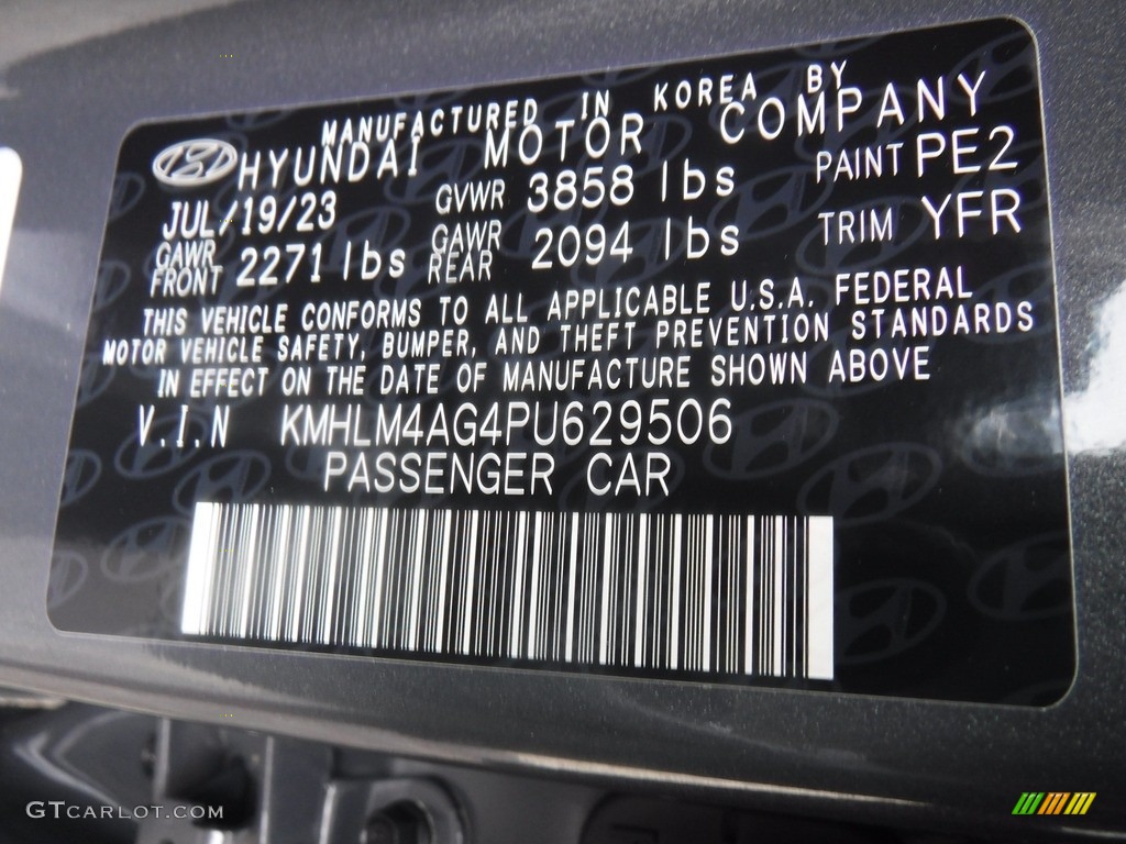 2023 Elantra Color Code PE2 for Ecotronic Gray Photo #146600216