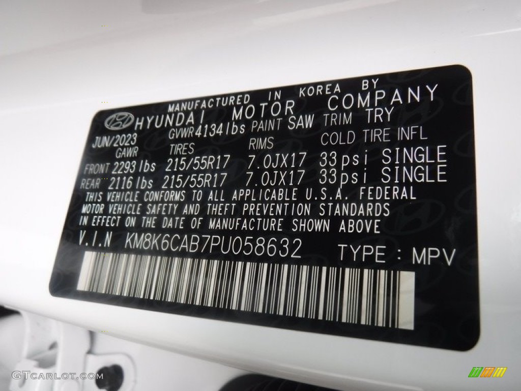 2023 Kona SEL AWD - Lunar White / Black photo #28