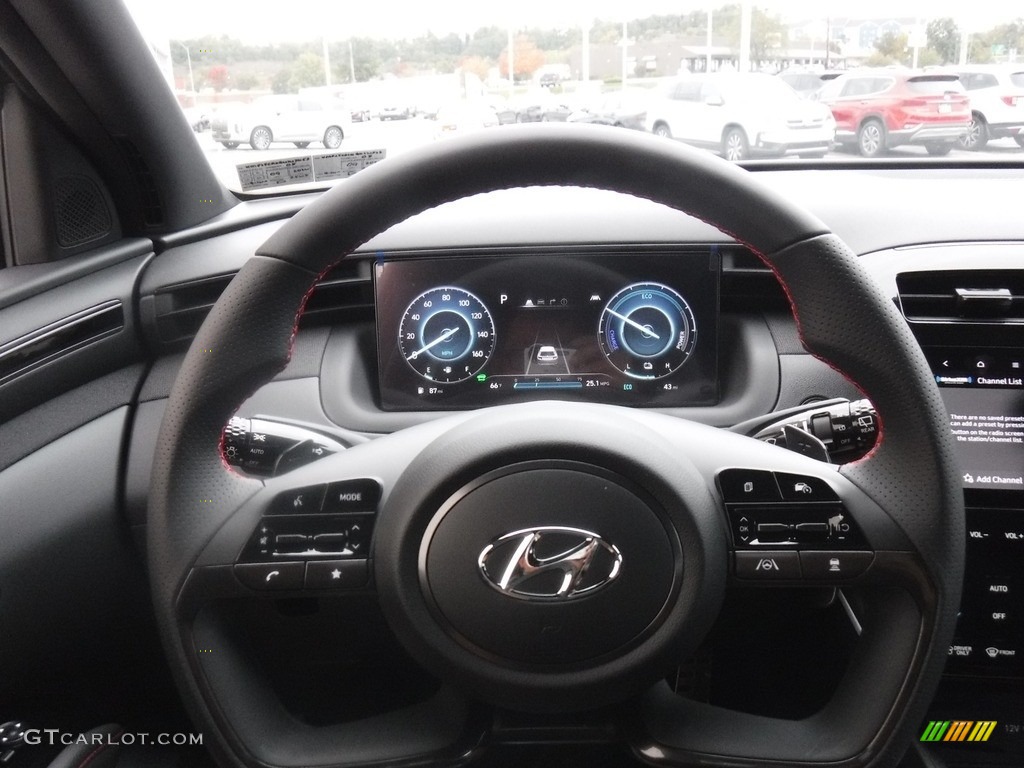 2024 Hyundai Tucson N-Line Hybrid AWD Black Steering Wheel Photo #146604548