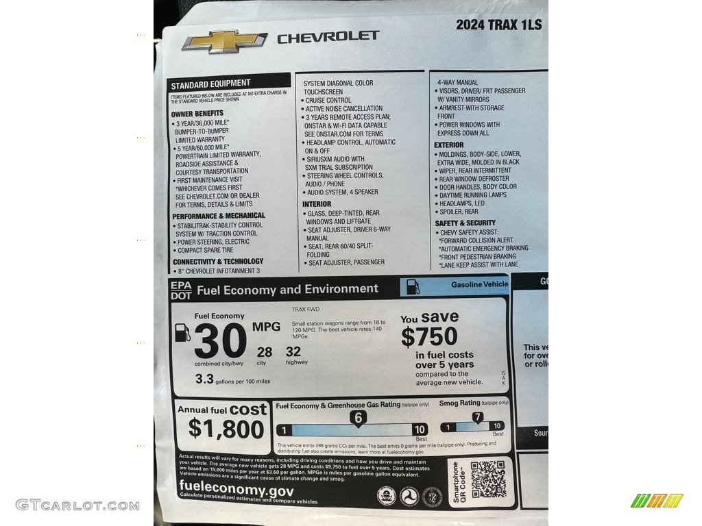 2024 Chevrolet Trax LS Window Sticker Photo 146606350