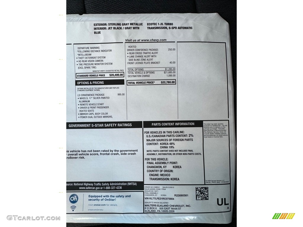 2024 Chevrolet Trax LS Window Sticker Photos