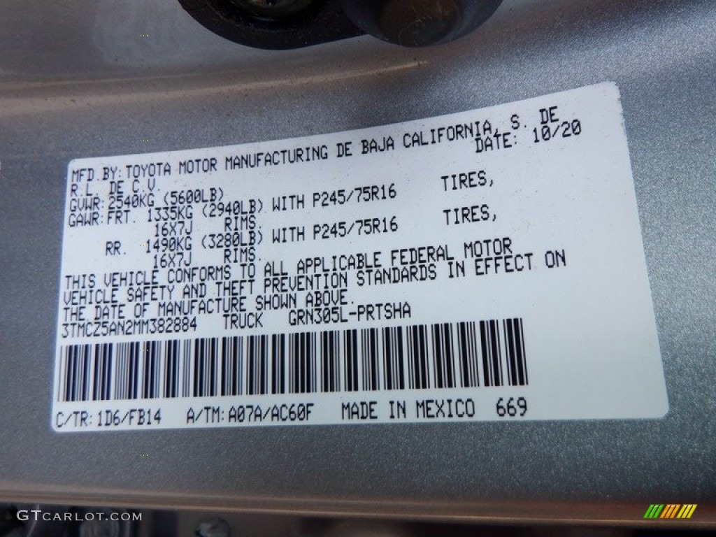 2021 Tacoma SR5 Double Cab 4x4 - Silver Sky Metallic / Cement photo #33