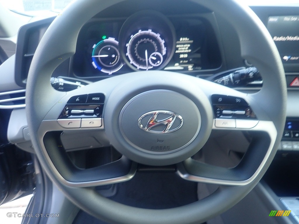 2023 Hyundai Elantra Blue Hybrid Medium Gray Steering Wheel Photo #146609919