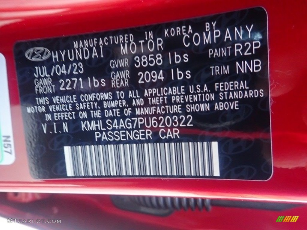 2023 Hyundai Elantra SEL Color Code Photos