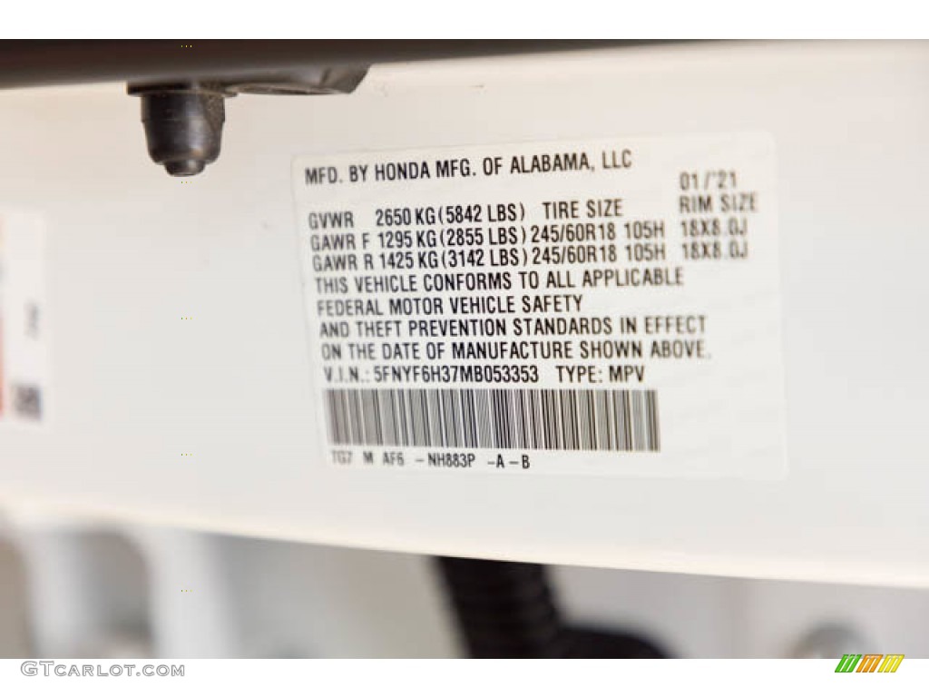 2021 Pilot EX AWD - Platinum White Pearl / Black photo #42
